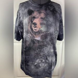 The Mountain Bear Shirt Mens XL Grizzly Bear Gray Tie Dye Wildlife Art Forest